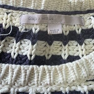 GAP Women's Cotton Knit Sweater in Cream and Black